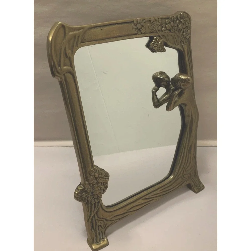 VTG Mirror Brass Framed Art Deco French Country Hollywood Regency Gold Estate